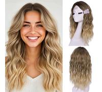Lizzy Perruque courte et ondulée - 45,7 cm - Perruque synthétique ondulée pour femme - Aspect naturel - Fibre résistante à la chaleur - Pour un usage quotidien - Blond ombré