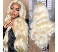 Lizzy Perruque longue ondulée pour femme avec raie au milieu, perruque synthétique bouclée naturelle résistante à la chaleur pour usage quotidien et fête, 66 cm (blond)