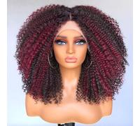 Lizzy Perruques longues bouclées avec dentelle frontale pour femme noire pré-épilées avec cheveux de bébé bouclés 33 x 10 x 2,5 cm HD sans colle Perruque afro synthétique crépue bouclée 43,2 cm