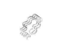 LJ0353 Bague en argent sterling à trois couches Motif vague