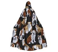 LJABCVNN Cape à capuche unisexe pour adulte avec imprimé bouledogues anglais pour cosplay, fêtes, scène, bal costumé