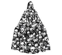 LJABCVNN Cape à capuche unisexe pour adulte Motif tête de mort Noir