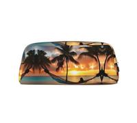 LJABCVNN Coconut Beach Sunset Hamac Pochette en cuir imprimé avec fermeture éclair, sac de rangement, organisateur de maquillage pour bureau et usage quotidien, Argenté., Taille unique, Valise