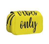 LJABCVNN Good Vibes Only Trousse à crayons double coque avec poches zippées pour garçons et filles