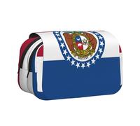 LJABCVNN Missouri State Flag Trousse à stylos double coque avec poches zippées pour garçons et filles