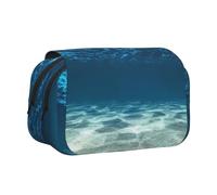 LJABCVNN Ocean. Trousse à crayons double couche avec poches zippées pour garçons et filles Motif imprimé