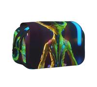 LJABCVNN Trousse à stylos à double coquillage avec imprimé Alien Planet - Trousse à crayons à 2 couches avec poches à fermeture éclair pour garçons et filles