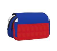 LJABCVNN Trousse à stylos double coque avec imprimé drapeau russe, 2 couches avec poches à fermeture éclair pour garçons et filles