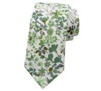 LJBFNN Cravates florales pour homme, cravate fine en coton pour homme, cravates à fleurs pour mariage et affaires, Vert, blanc., 57" X 2.75"