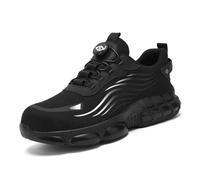 LJCCHM Chaussures De Sécurité pour Hommes Et Femmes, Chaussures De Sécurité Légères Et Confortables avec Embout en Acier Et Lacets À Boucle Pivotante, Chaussures De Travail De Protection,Noir,46
