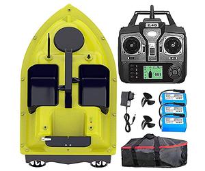 LJCSSD Bateau Amorceur Peche Carpe, Bateau Amorceur Peut Transporter 2kg D'appat Grande Capacité 5200mAh Batterie, Fishing Bait Boat - Cadeau pour Adultes et Enfants 3×5200mAhBattery
