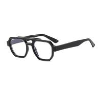 LJCZKA Lunette Anti Lumiere Bleue Carrée pour Femme Homme Lunettes Double Pont Lunettes Anti-Fatigue Pilote 70s pour Jeux, Texing et Lecture