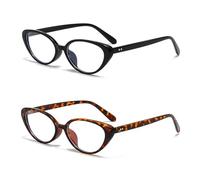 LJCZKA Lunette Anti Lumiere Bleue Ovale Femme Homme Oeil de Chat y2k Petite Rétro Lunettes Anti Fatigue pour Jeux, Ordinateur et TV (Noir+Léopard, 0.0, x)