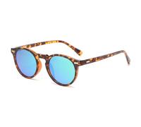 LJCZKA Lunette de Soleil Polarisée Ronde Homme Femme Vintage Rétro Lunettes de Soleil Femme Polarisées Protection UV400