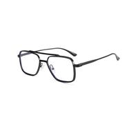 LJCZKA Lunettes Anti Lumière Bleue Rétro pour Femmes et Hommes, Monture Carrée en Métal Double Pont Filtre Bleu Anti-fatigue Oculaire Lunette de Vue pour Ordinateur (Noir)