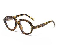 LJCZKA Lunettes Anti Lumiere Bleue Ronde Femme Homme, Lunettes Filtre Lumière Bleue Grande Ronde Rétro Années 90Verres Transparents Anti Fatigue pour Jeux, Lecture (Léopard Transparent)