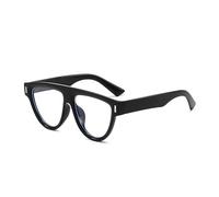 LJCZKA Lunettes Anti Lumiere Bleue Style Pilote Homme Femme,Lunettes Filtre Lumière Bleue Oversize Rond Rétro Années 70 Verres Transparents Anti Fatigue pour Jeux, Lecture (Noir Transparent)