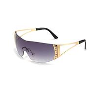 LJCZKA Lunettes de Soleil Enveloppantes y2k pour Femme Homme - Lunettes de Soleil Rectangulaires Sans Monture Lunettes Surdimensionnées Une Pièce avec UV400