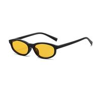 LJCZKA Lunettes de Soleil Femme Ovale Vintage Lunette Oeil de Chat à la Mode Petite Taille Annee 90 Protection UV400 (Noir, Orange)