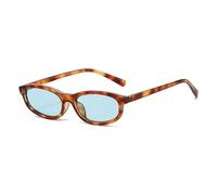 LJCZKA Lunettes de Soleil Femme Ovale Vintage Lunette Oeil de Chat à la Mode Petite Taille Annee 90 Protection UV400 (Léopard, Bleu)