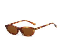 LJCZKA Lunettes de Soleil Femme Ovale Vintage Lunette Oeil de Chat à la Mode Petite Taille Annee 90 Protection UV400 (Hawksbill, Marron)