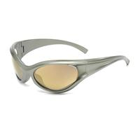 LJCZKA y2k Lunettes de Soleil Futuriste Femme Homme, Lunettes de Soleil Enveloppante Lunettes Grande Taille Protection UV400