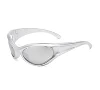 LJCZKA y2k Lunettes de Soleil Futuriste Femme Homme, Lunettes de Soleil Enveloppante Lunettes Grande Taille Protection UV400