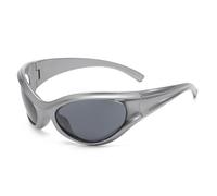 LJCZKA y2k Lunettes de Soleil Futuriste Femme Homme, Lunettes de Soleil Enveloppante Lunettes Grande Taille Protection UV400