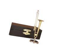LJERFSW Décorations D'instruments De Musique De Noël Modèle Ornement De Petit Trombone Saxophone Et Cor D'harmonie Bronze Plaqué Or(3/4)