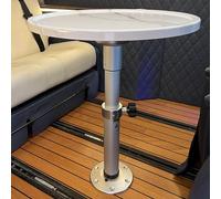 LJFDXD Ensemble de Pieds de Table Ronde pour Bateau, Bureau Amovible pour Ponton, Poste de Travail Informatique Réglable en Hauteur de 53 à 74 cm, pour Caravane, Camping-Car, Yacht(White)