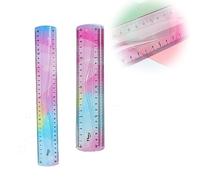 LJFEA 2 pièces Flexible Set Règle multicolore 30cm 20cm Règle en plastique incassable Règle souple Règle pliable Règle plate pliable Règle métrique Droite pour école Salle de classe Enfants et adultes