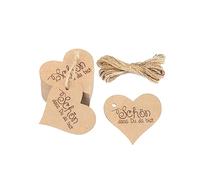 LJFEA 50 pièces Étiquette cadeau Coeur Étiquettes en Papier Kraft la Saint-Valentin Étiquettes vierges avec Ficelle de jute pour mariage Anniversaire Noël Artisanat Communion