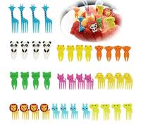 LJFEA Lot de 40 fourchettes à Fruits, à gâteau, à bento, Mini, Motif de Dessin d’Animaux, pour Enfants et Adultes, Cure-Dents, qualité Alimentaire, Accessoires Mignons