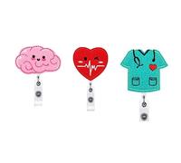 LJFEA Porte Badge Enrouleur, 3pcs Porte-badges avec Clip Rétractable, Infirmière Porte-Badge porte-badges rétractables pour les médecins et le personnel cadeau d'étudiant