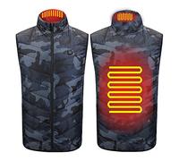 LJFLI Gilet Chauffant pour Hommes, Gilet Chauffant Intelligent, Gilet Chauffant électrique USB épaissi léger pour Garder Le Corps au Chaud, Batterie Non Incluse,Camouflage,7XL