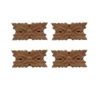 LJFMDLN Appliques de Sculpture rectangulaires en Bois, 4 pièces, décalcomanies de Meubles sculptés en Bois délicat Non Peints, décalcomanies de Sculpture sur Bois (Size : 10x5cm/3.9x2inch)