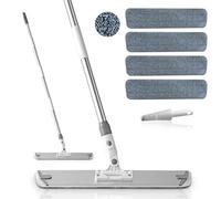 LJGG Balai en Microfibre pour Le Nettoyage des sols, Outil de Nettoyage de plinthe de 45,7 cm, Balai à Franges pour sols stratifiés, Bois durs, carrelage en Vinyle, Salle de Bain et Cuisine avec 4