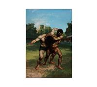 LJHFAOA Gustave Courbet The Wrestlers Poster sur toile pour décoration murale de salon, chambre à coucher 60 x 90 cm