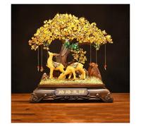 LJHFG63KUYT Bureau Arbre de Cristal Arbre Porte-Bonheur d'argent Feng Shui bonsaï for l'argent la Fortune Bonne Chance Richesse prospérité et succès Pierres précieuses Citrine Décoration(Gold,Moyen)