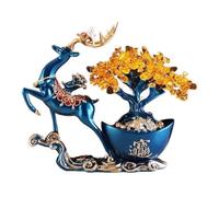 LJHFG63KUYT Bureau Arbre Porte-Bonheur en Pierres précieuses, Ornements Forme de cerf for Attirer la Richesse, décoration Feng Shui for Maison Décoration(Blue)