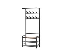 LJHFG63KUYT Porte-vêtement Porte-Manteau et Banc à Chaussures for entrée, étagères à 3 Niveaux, 1 Tringle de Suspension et 8 Crochets pour Couloir