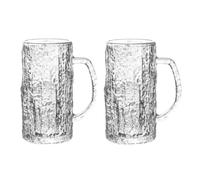 LJHFG63KUYT Verres Lot de 2 chopes à bière 47 cl (16 oz) avec anse, décor écorce en relief et verres épais pour jus