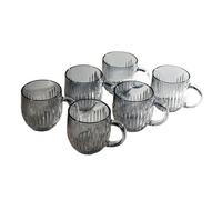LJHFG63KUYT Verres Lot de 6 tasses en verre coloré, 270 ml (9 oz), rayures verticales classiques, avec anse, for eau, lait, café, jus et autres boissons pour jus(Grigio)