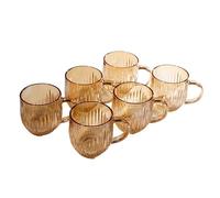 LJHFG63KUYT Verres Lot de 6 tasses en verre coloré, 270 ml (9 oz), rayures verticales classiques, avec anse, for eau, lait, café, jus et autres boissons pour jus(Gold)