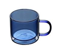 LJHFG63KUYT Verres Tasses à café/thé en verre borosilicate double paroi coloré avec anse, 250 ml pour jus(Ice lake blue)