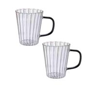 LJHFG63KUYT Verres Verres à boire transparents avec anse vert foncé, tasse en verre rayures verticales for la maison et le bureau, lot de 2 pour jus