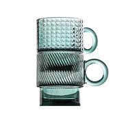 LJHFG63KUYT Verres Verres à boire verts en relief avec anse, tasses empilables for café, thé ou lait, compatibles lave-vaisselle, lot de 2 pour jus