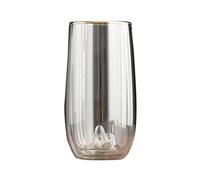LJHFG63KUYT Verres Verres à double paroi, 35 cl, en verre borosilicate transparent, bord doré et fond bombé pour jus