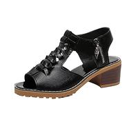 LJHH Chaussure Femme Mi Talon Zippé Sandales Femme éTé Confortable Elegante Bout Fermé Anti Cellulite Fantaisie Occasionnel Mode Classic Minceur Chaussures De Plage Effet Raffermissant