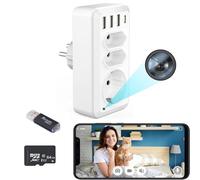 LJHHJLJH Caméra cachée，Caméra de sécurité cachée，Audio et vidéo sans Fil WiFi，HD 1080p，Prise UE avec 3 Ports USB et Port de Type C，pour la Surveillance de la sécurité à Domicile